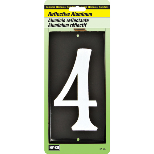 Number 3-1/2" Reflective White Aluminum Nail-On 4 - pack of 10