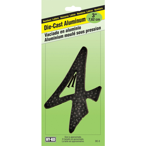 Numbering Die-Cast Aluminum 3" (#4) - Black