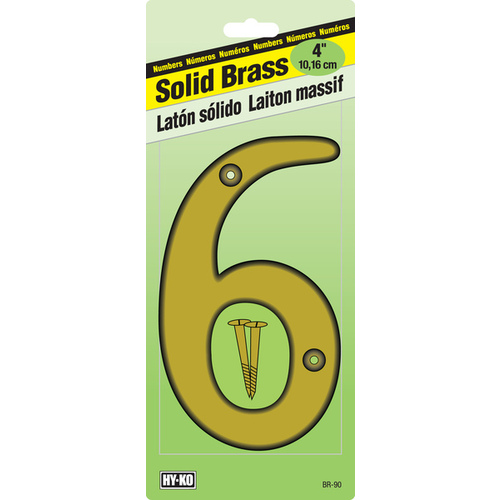 Numbering Solid Brass 4" Dimensional (#6)