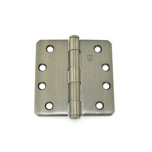4" x 4" 1/4" Radius Full Mortise Standard Weight Plain Bearing Hinge # 011073 Antique Nickel Finish