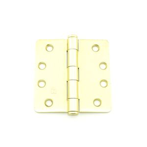 4" x 4" 1/4" Radius Full Mortise Standard Weight Plain Bearing Hinge # 011104 Satin Brass Finish