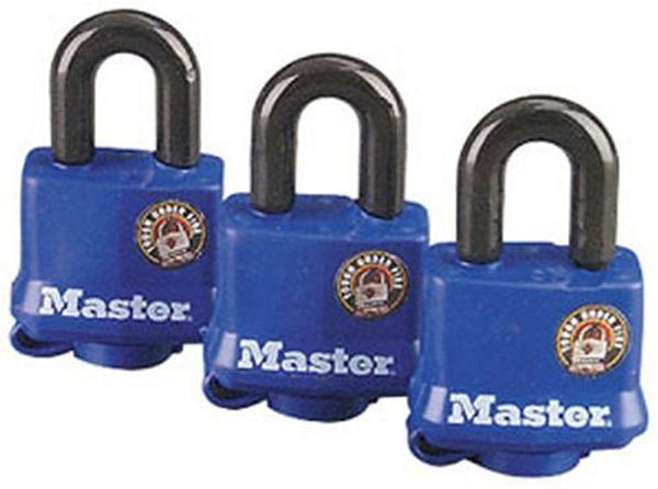 Master Lock 312TRI Padlock, Keyed Alike Key, 9/32 in Dia Shackle, 1-1/16 in H Shackle, Steel Shackle, Steel Body Laminated - pack of 3