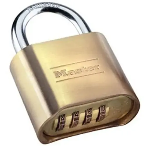 Padlock, 5/16 in Dia Shackle, 1 in H Shackle, Steel Shackle, Brass Body, 2 in W Body Bronze