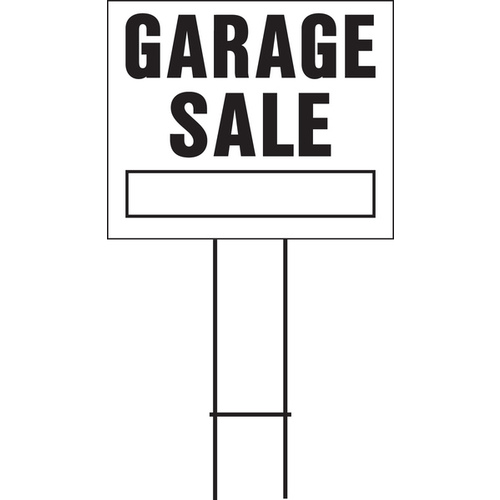 Lawn Sign, Garage Sale, Black Legend, Plastic, 24 in W x 19 in H Dimensions