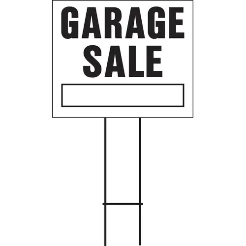 Lawn Sign, Garage Sale, Black Legend, Plastic, 24 in W x 19 in H Dimensions - pack of 5