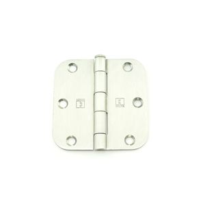 3-1/2" x 3-1/2" 5/8 Radius Full Mortise Residential Plain Bearing Hinge # 030289 Satin Stainless Steel Finish