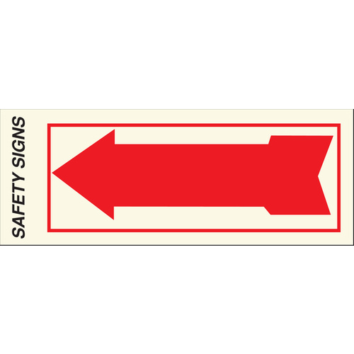 Safety Sign, Arrow, Red Legend, White Background, Vinyl, 4 in W x 11 in H Dimensions - pack of 20