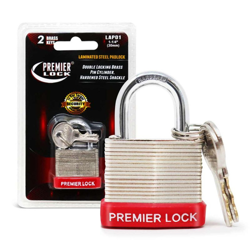 Grip Tight Tools LAP01 1-1/4" Laminated Steel Black Dog Padlock Keyed Different