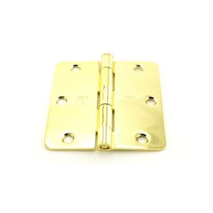 3-1/2" x 3-1/2" 1/4 Radius Full Mortise Residential Plain Bearing Hinge # 030644 Bright Brass Finish