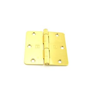 3-1/2" x 3-1/2" 1/4 Radius Full Mortise Residential Plain Bearing Hinge # 029681 Satin Brass Finish