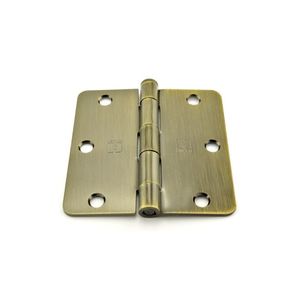 3-1/2" x 3-1/2" 1/4 Radius Full Mortise Residential Plain Bearing Hinge # 030648 Antique Brass Finish