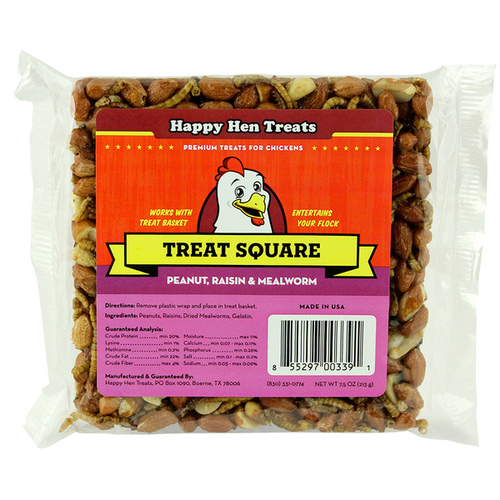 Happy Hen Treats 17086 Happy Hen Treat Square Peanut Raisin & Mealworm 7.5-oz