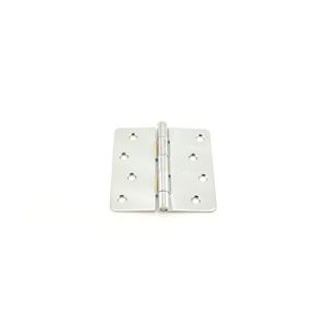 4" x 4" 1/4 Radius Full Mortise Residential Plain Bearing Hinge # 033262 Bright Chrome Finish