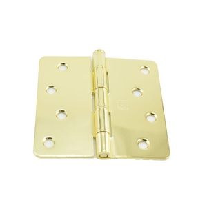 4" x 4" 1/4 Radius Full Mortise Residential Plain Bearing Hinge # 033267 Bright Brass Finish