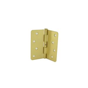 4" x 4" 1/4 Radius Full Mortise Residential Plain Bearing Hinge Non Removable Pin # 029716 Satin Brass Finish