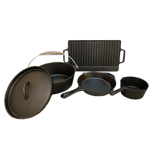 King Cooker 5CIBSB 5-piece Cast Iron Cookware Box Set