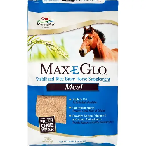 Max-E-Glo Stabilized Rice Bran for Horses (Rice Bran Meal) 40 Lb. Bag