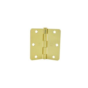 3-1/2" x 3-1/2" 1/4 Radius Full Mortise Residential Plain Bearing Template Hinge # 030693 Bright Brass Finish