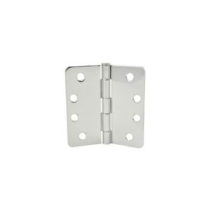 4" x 4" 1/4 Radius Full Mortise Residential Plain Bearing Template Hinge # 033524 Bright Chrome Finish