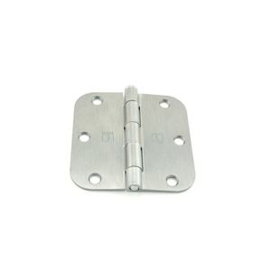 3-1/2" x 3-1/2" 5/8 Radius Full Mortise Residential Plain Bearing Hinge # 030846 Satin Chrome Finish