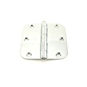 3-1/2" x 3-1/2" 5/8 Radius Full Mortise Residential Plain Bearing Hinge # 080845 Bright Chrome Finish