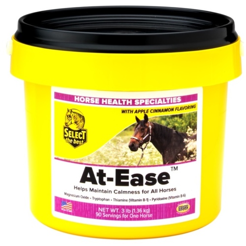 At-Ease is nutritional support for horses to promote calmness and tranquility. At-Ease is formulated with Thiamine (Vitamin B1), Pyridoxine (Vitamin B