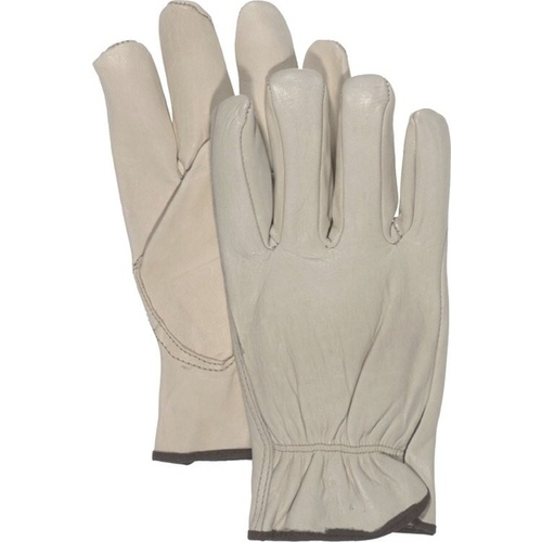 Driver Gloves, L, Keystone Thumb, Open, Shirred Elastic Back Cuff, Leather, Natural