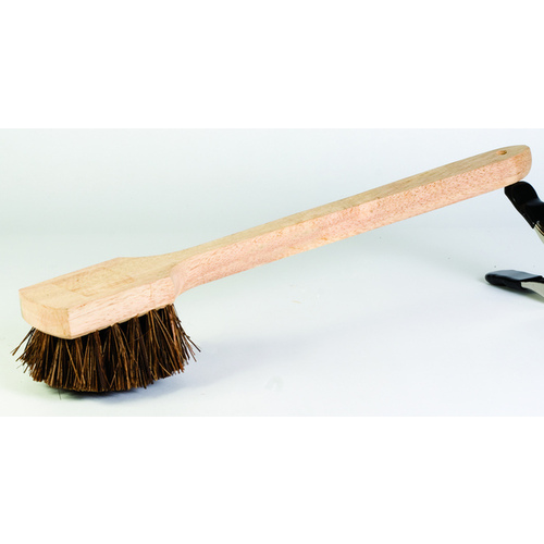 Utility/Pot Scrub Brush Palmyra Bristles 2" with 20" Wood Handle Brown