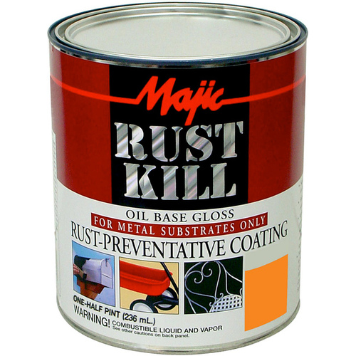 Rust Kill Oil Base Gloss Rust-Preventative Coating Qt - Safety Orange