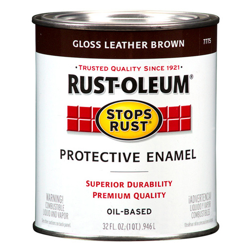 STOPS RUST Protective Enamel, Gloss, Leather Brown, 1 qt Can