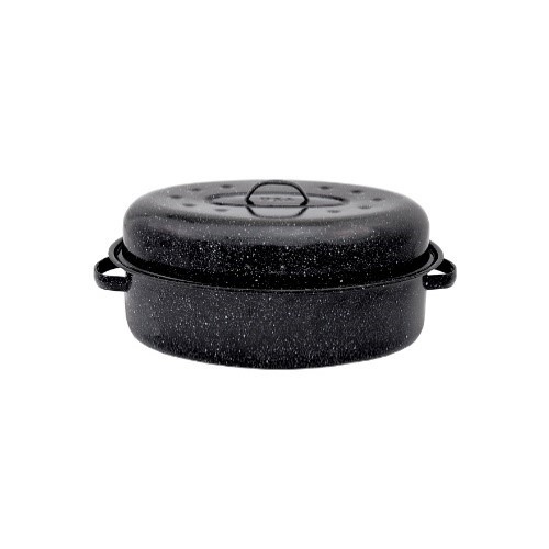 Granite Ware 319796 F0508-2 Roaster, 10 lb Capacity, Porcelain/Steel, Black, Dark Enamel, 15 in L, 10 in W, 6-1/4 in H