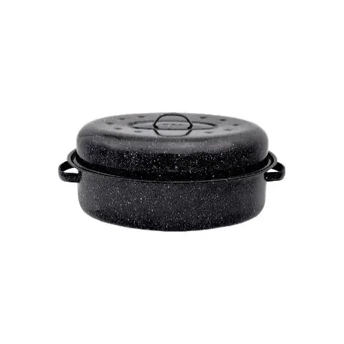 F0508-2 Roaster, 10 lb Capacity, Porcelain/Steel, Black, Dark Enamel, 15 in L, 10 in W, 6-1/4 in H - pack of 2