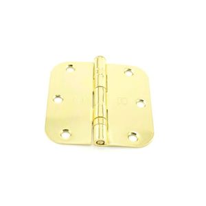 3-1/2" x 3-1/2" 5/8 Radius Full Mortise Residential Weight Ball Bearing Hinge # 034363 Bright Brass Finish