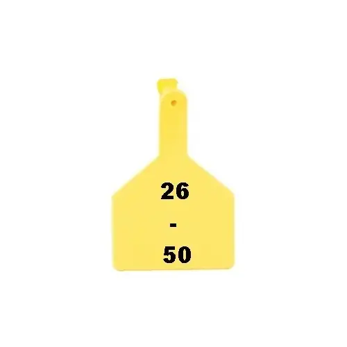 Z Tags 700-2500-573 Z Tags 1-PC Pre-Numbered Laser Print Cow Tags, Numbers from 26 - 50, Yellow