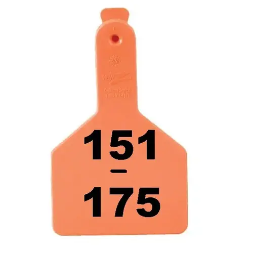 Z Tags 700-2500-583 Z Tags 1-PC Pre-Numbered Laser Print Cow Tags, Numbers from 151 - 175, Orange