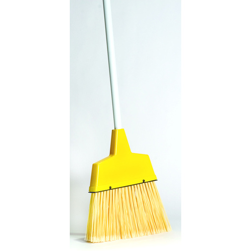 Broom Angled Poly Bristles 10" with 48" Painted Steel Handle Yellow