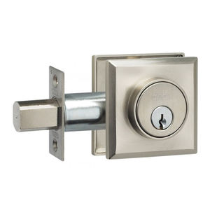 Rectangular Single Cylinder Deadbolt with 2-3/8" Backset, 1-3/4" Doors Satin Nickel Finish