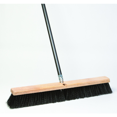 Floor Sweep Black Poly Bristles 24" x 3" with 60" Steel Handle