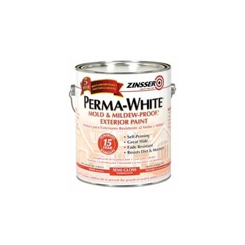 0 Exterior House Paint, Semi-Gloss, White, 1 gal Can