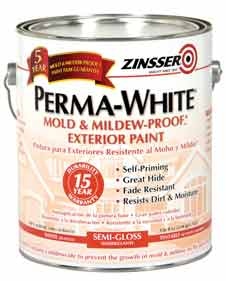 Zinsser 3131 0 Exterior House Paint, Semi-Gloss, White, 1 gal Can