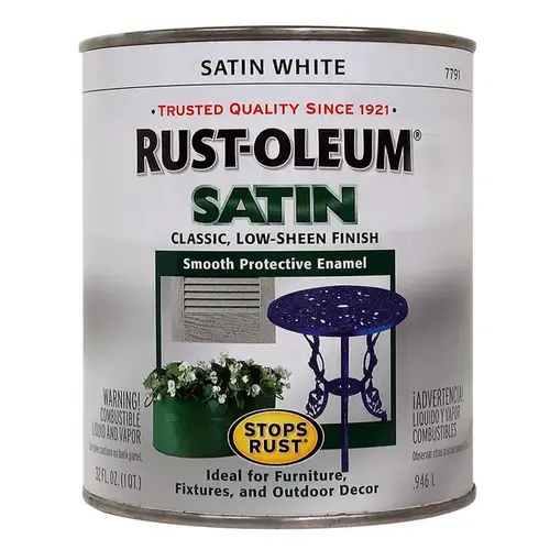 Protective Paint Stops Rust Indoor and Outdoor Satin White Oil-Based 1 qt White