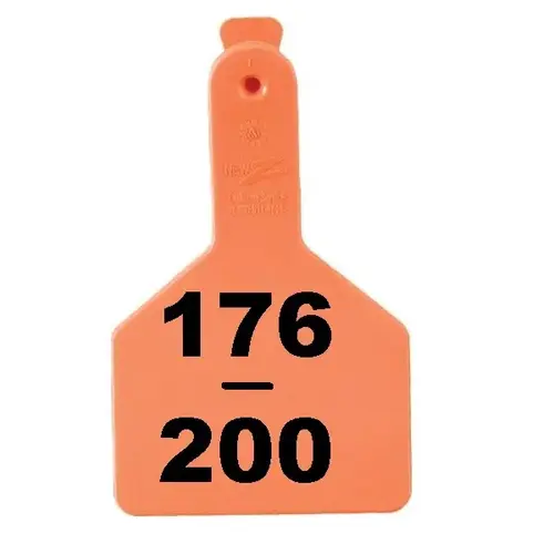 Z Tags 700-2500-584 Z Tags 1-PC Pre-Numbered Laser Print Cow Tags, Numbers from 176 - 200, Orange