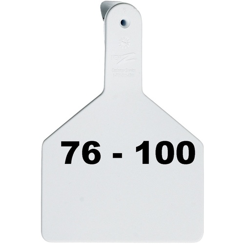 Z Tags 700-2500-594 Z Tags 1-PC Pre-Numbered Laser Print Cow Tags, Numbers from 76 - 100, White