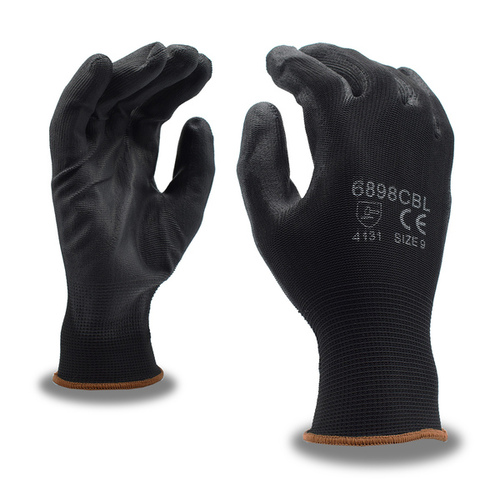 Black Polyester Shell 13-Gauge Gloves - Large Pair