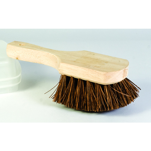 DQB 11650 Utility/Pot Scrub Brush Palmyra Bristles 2" with 8" Wood Handle Brown