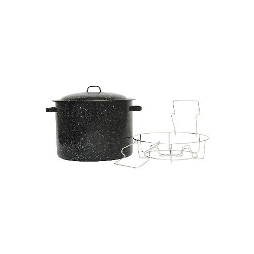 Granite Ware 319804 F0706-6 Mini Canner, 12 qt Capacity, Steel, Porcelain Enamel-Coated Black