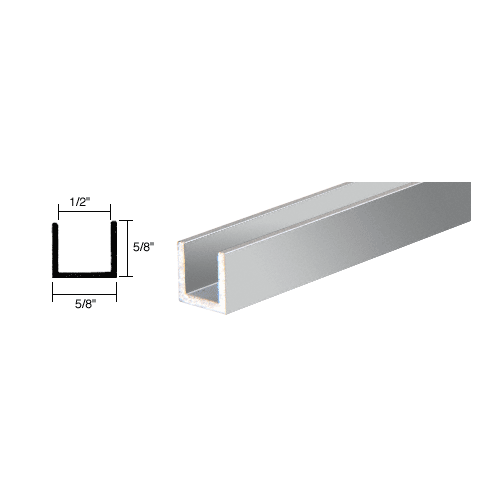 Brite Anodized 1/2" Aluminum "U" Channel with 5/8" Wall Height - Canada Only