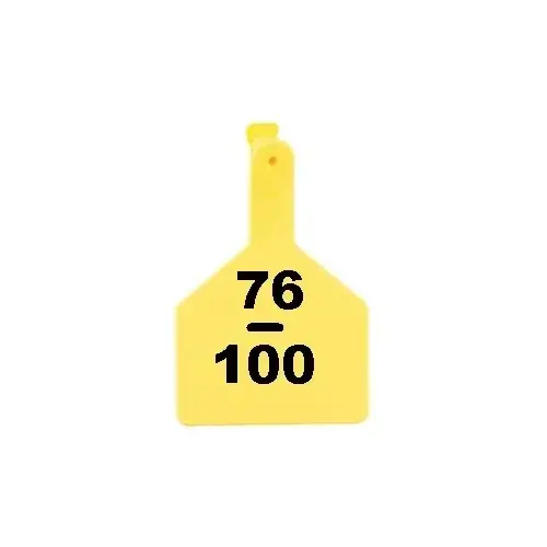 Z Tags 700-2500-574 Z Tags 1-PC Pre-Numbered Laser Print Cow Tags, Numbers from 76 - 100, Yellow