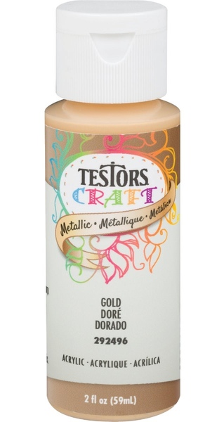 Testors 292496A Craft Paint, Metallic, Gold, 2 oz, Bottle