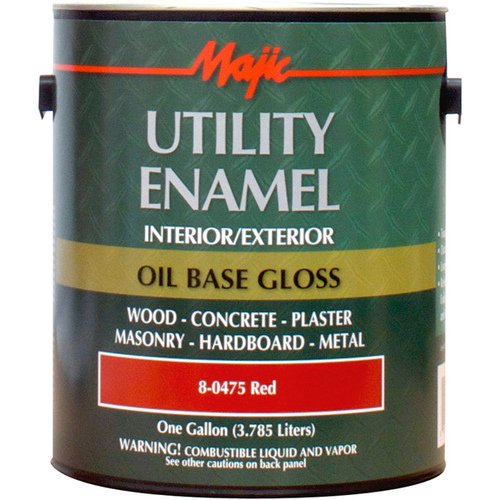 Interior/Exterior Utility Enamel Oil Based Red 1 Gallon Gloss